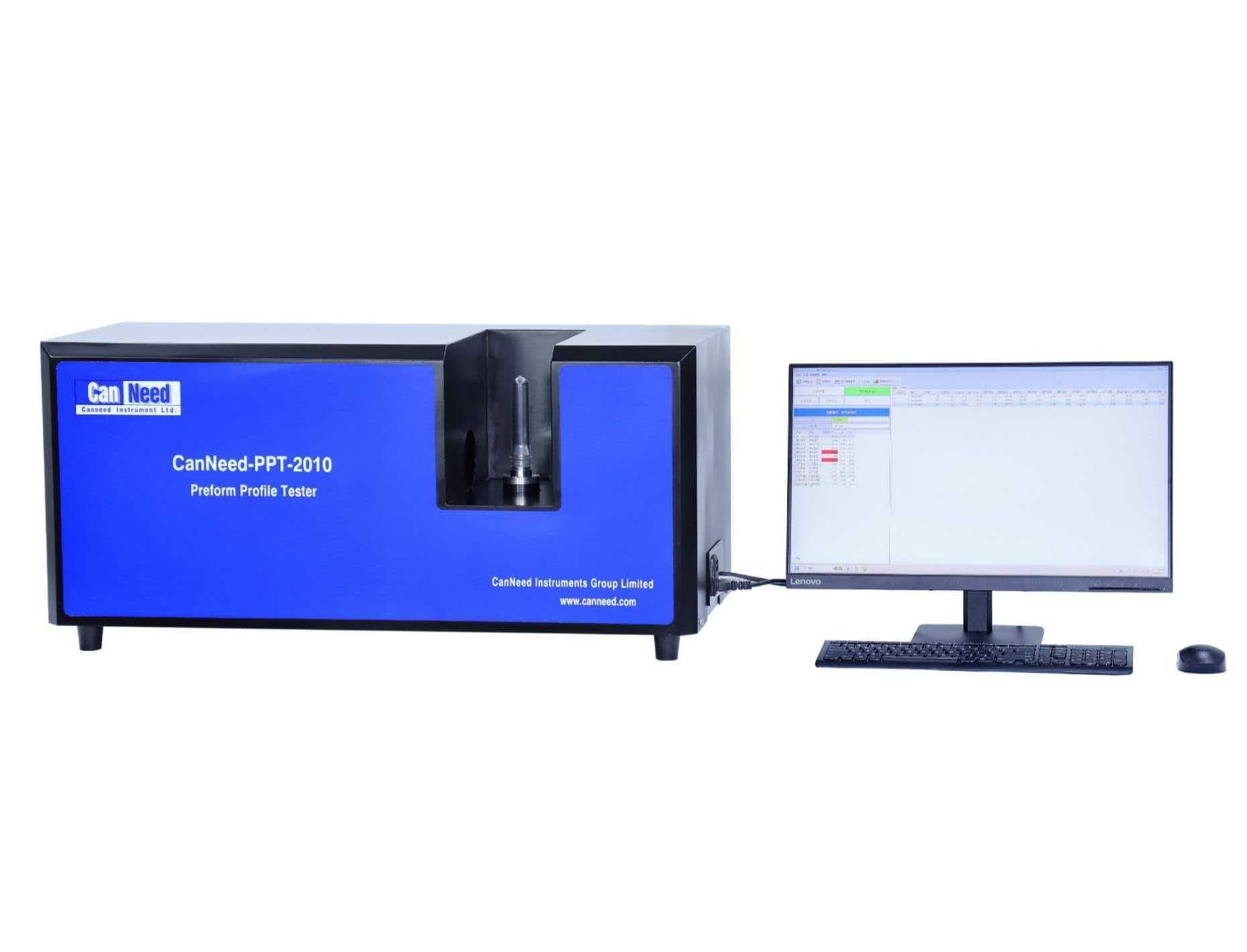 CanNeed-PPT-2010 PET preform profile tester showing measurement interface