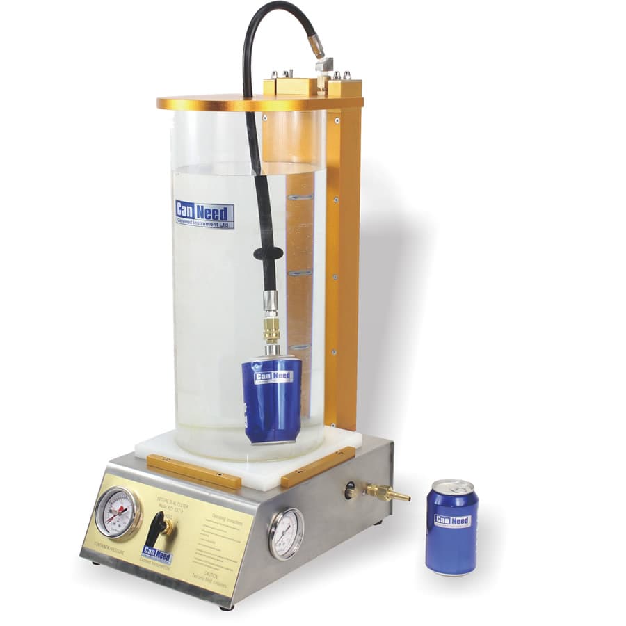 CanNeed CND‑SST‑2 Secure Seal Tester detecting gas leak on a glass container