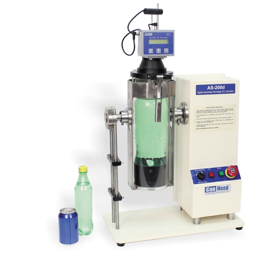 AS-200d Digital AutoShaker CO2 calculator measuring 2.50‑9.99 g/L in glass, PET bottles and cans