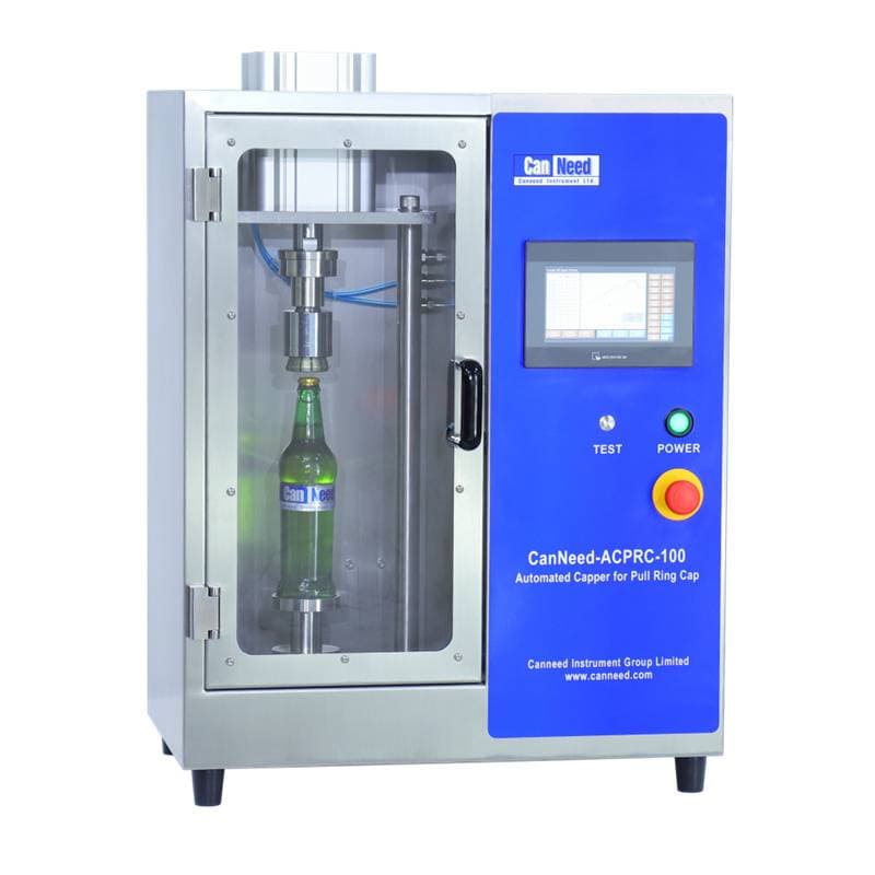 CanNeed-ACPRC-100 automated capper for pull‑ring caps on glass bottles, shown in laboratory environment