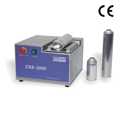 CanNeed-CSS-2000A dual‑blade seam saw for aerosol can inspection, showing clean cut surface
