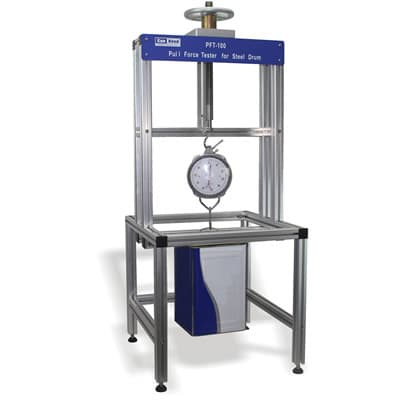 CanNeed-PFT-100 pull force tester over a metal industrial drum
